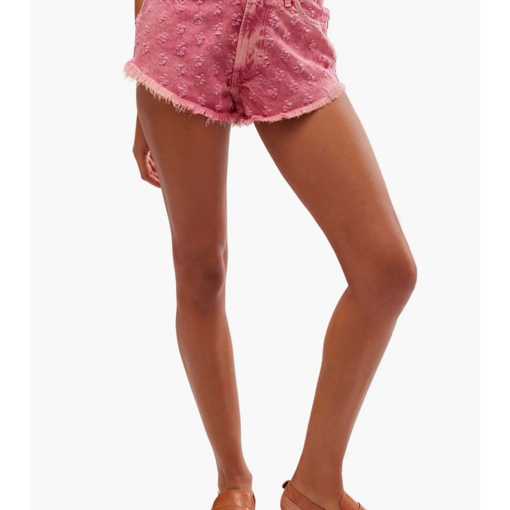 Free People Textured Pink Jean Shorts